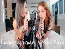 ASMR 3DIO Mamada Emanuelly Raquel Y Marukarv Brasileñas Chicas ORAL BBC