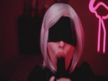 Cosplay Mamada Sloppy Suck BBC con 2B