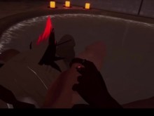 El diablo me está dando una mamada tan descuidada en la piscina en el chat VR