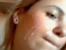 Polla chupando facial gf