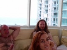 Dobles pandillas los hacen palpitando para la orgía