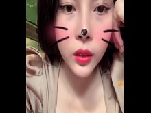 Bigo vive grande gato blanco chica