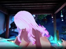 ¡La gran milf azul futanari hace que la barriga de la pequeña tonta de pelo rosado se hinche! | El destino del macizo de flores T3E2