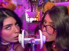 Duo Cats Lame orejas biaurales en capas Miau ARA ARA - CorneliustheCat ASMR