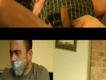 Sesión de cinta adhesiva en dúo: masturbación mutua a través de Skype