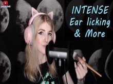 Egirl chupa y lame tus oídos ASMR INTENSO lamiendo oídos y sonidos de boca